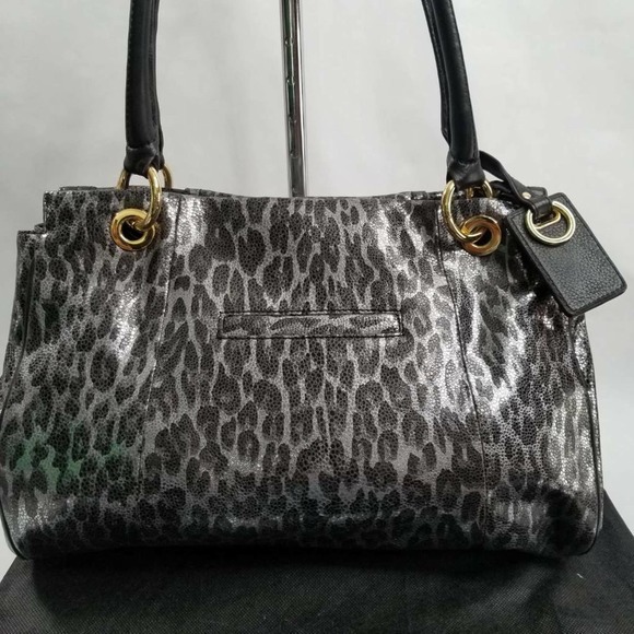 B. Makowsky Black Leopard Print Satchel - Picture 2 of 10